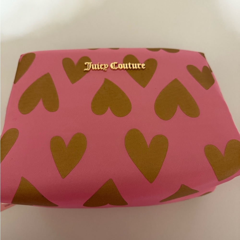 Juicy Couture Pink and Gold Heart Cosmetic Bag